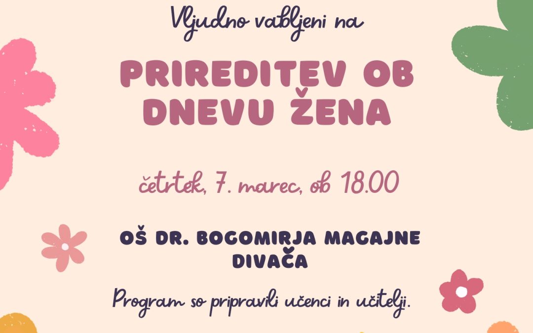 Vabilo na prireditev ob dnevu žena