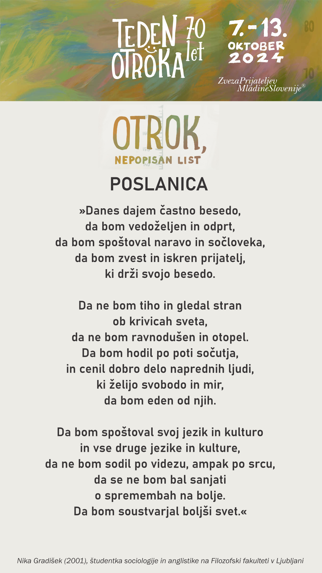 Poslanica - Teden otroka